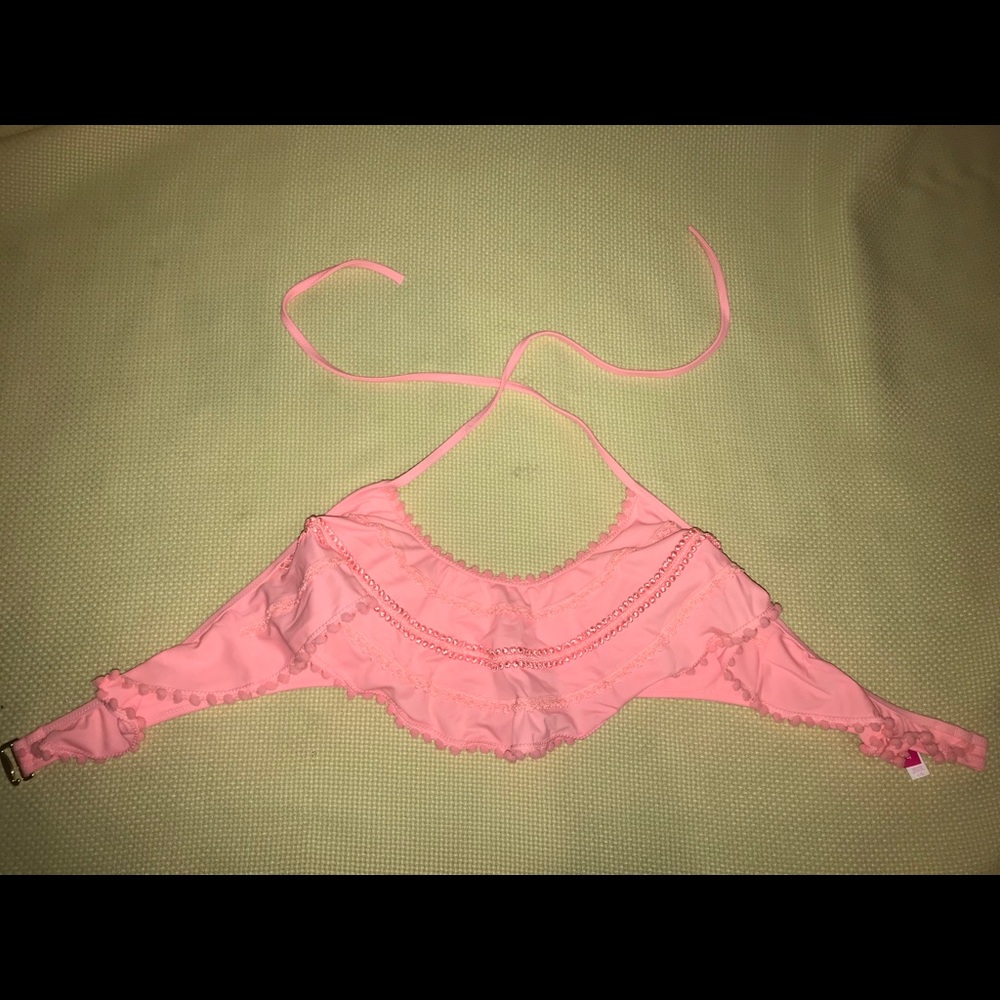 Pink bandeau bathing suit